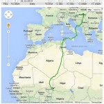 Franček, prva slovenska črna štorklja z GPS oddajnikom,  je v približno 20 dneh opravil okrog 2.500 km dolgo pot prek Sahare. Foto: Migration map